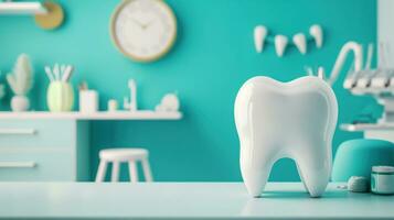 AI generated Dental clinic advertisment background with copy space photo