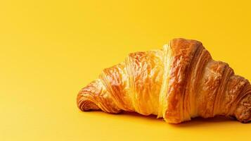 AI generated croissant advertisment background with copy space photo