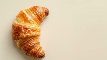 AI generated croissant advertisment background with copy space photo