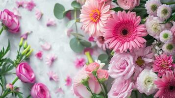 AI generated Florist advertisment background with copy space photo