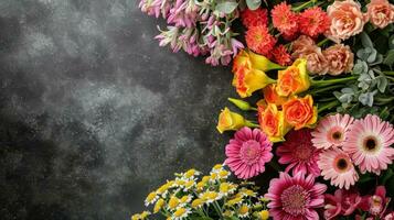 AI generated Florist advertisment background with copy space photo