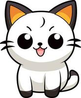 Vector little cute cat cartoon on white background