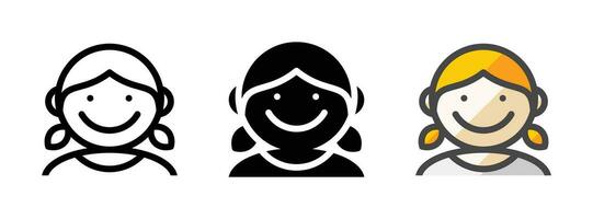 Multipurpose Girl Vector Icon in Outline, Glyph, Filled Outline Style