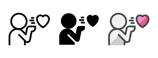 Multipurpose Blow Kiss Vector Icon in Outline, Glyph, Filled Outline Style