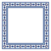 Border frame ceramic tile pattern. Islamic, indian, arabic motifs. Damask border square pattern. Porcelain ethnic bohemian background vector