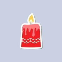 Christmas candle sticker. A festive sticker icon with a candle vector