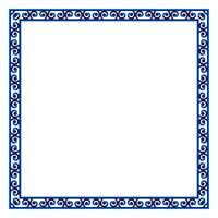 Border frame ceramic tile pattern. Islamic, indian, arabic motifs. Damask border square pattern. Porcelain ethnic bohemian background vector
