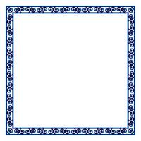 Border frame ceramic tile pattern. Islamic, indian, arabic motifs. Damask border square pattern. Porcelain ethnic bohemian background vector