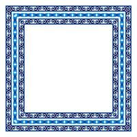 Border frame ceramic tile pattern. Islamic, indian, arabic motifs. Damask border square pattern. Porcelain ethnic bohemian background vector