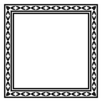 Border frame square pattern. Islamic, indian, greek motifs. Geometric frames in black color isolated on white background vector