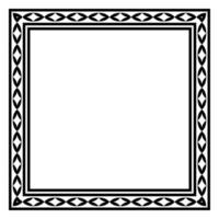 Border frame square pattern. Islamic, indian, greek motifs. Geometric frames in black color isolated on white background vector