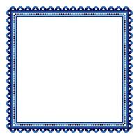 Border frame ceramic tile pattern. Islamic, indian, arabic motifs. Damask border square pattern. Porcelain ethnic bohemian background vector