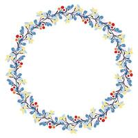 Flower wreath. Round flower wreath, pattern graphic design. Background with a bouquet of flowers in a circle vector