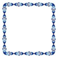 Border frame ceramic tile pattern. Islamic, indian, arabic motifs. Damask border square pattern. Porcelain ethnic bohemian background vector