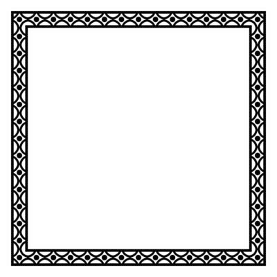 Border frame square pattern. Islamic, indian, greek motifs. Geometric frames in black color isolated on white background