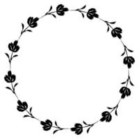Flower wreath. Round flower wreath, pattern graphic design. Background with a bouquet of flowers in a circle vector
