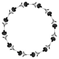 Flower wreath. Round flower wreath, pattern graphic design. Background with a bouquet of flowers in a circle vector