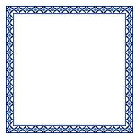 Border frame ceramic tile pattern. Islamic, indian, arabic motifs. Damask border square pattern. Porcelain ethnic bohemian background vector
