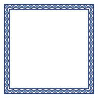 Border frame ceramic tile pattern. Islamic, indian, arabic motifs. Damask border square pattern. Porcelain ethnic bohemian background vector