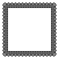 Border frame square pattern. Islamic, indian, greek motifs. Geometric frames in black color isolated on white background vector