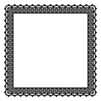 Border frame square pattern. Islamic, indian, greek motifs. Geometric frames in black color isolated on white background vector