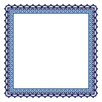 Border frame ceramic tile pattern. Islamic, indian, arabic motifs. Damask border square pattern. Porcelain ethnic bohemian background vector