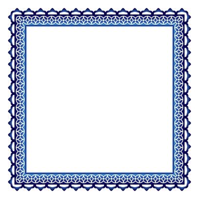 Border frame ceramic tile pattern. Islamic, indian, arabic motifs. Damask border square pattern. Porcelain ethnic bohemian background