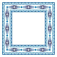 Border frame ceramic tile pattern. Islamic, indian, arabic motifs. Damask border square pattern. Porcelain ethnic bohemian background vector
