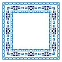 Border frame ceramic tile pattern. Islamic, indian, arabic motifs. Damask border square pattern. Porcelain ethnic bohemian background vector