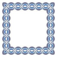Border frame ceramic tile pattern. Islamic, indian, arabic motifs. Damask border square pattern. Porcelain ethnic bohemian background vector