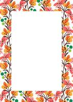 Flower frame border size a4, format a4. Floral pattern. Cute floral background. Background with flower brush strokes vector