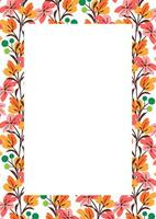 Flower frame border size a4, format a4. Floral pattern. Cute floral background. Background with flower brush strokes vector