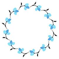 Flower wreath. Round flower wreath, pattern graphic design. Background with a bouquet of flowers in a circle vector