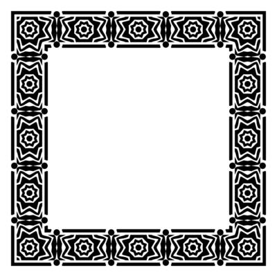 Border frame square pattern. Islamic, indian, greek motifs. Geometric frames in black color isolated on white background