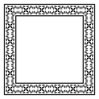Border frame square pattern. Islamic, indian, greek motifs. Geometric frames in black color isolated on white background