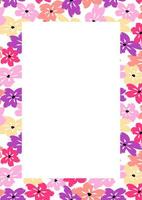 Flower frame border size a4, format a4. Floral pattern. Cute floral background. Background with flower brush strokes vector