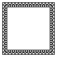 Border frame square pattern. Islamic, indian, greek motifs. Geometric frames in black color isolated on white background vector