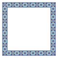 Border frame ceramic tile pattern. Islamic, indian, arabic motifs. Damask border square pattern. Porcelain ethnic bohemian background vector