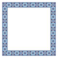 Border frame ceramic tile pattern. Islamic, indian, arabic motifs. Damask border square pattern. Porcelain ethnic bohemian background vector