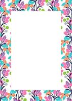 Flower frame border size a4, format a4. Floral pattern. Cute floral background. Background with flower brush strokes vector