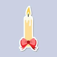 Christmas candle sticker. A festive sticker icon with a candle vector