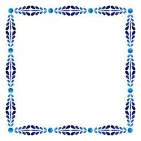 Border frame ceramic tile pattern. Islamic, indian, arabic motifs. Damask border square pattern. Porcelain ethnic bohemian background vector