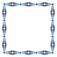 Border frame ceramic tile pattern. Islamic, indian, arabic motifs. Damask border square pattern. Porcelain ethnic bohemian background vector