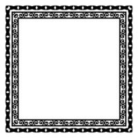 Border frame square pattern. Islamic, indian, greek motifs. Geometric frames in black color isolated on white background vector