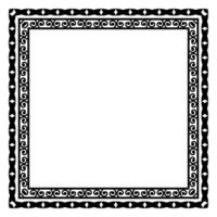 Border frame square pattern. Islamic, indian, greek motifs. Geometric frames in black color isolated on white background vector