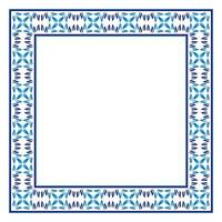 Border frame ceramic tile pattern. Islamic, indian, arabic motifs. Damask border square pattern. Porcelain ethnic bohemian background vector