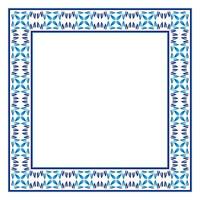 Border frame ceramic tile pattern. Islamic, indian, arabic motifs. Damask border square pattern. Porcelain ethnic bohemian background vector