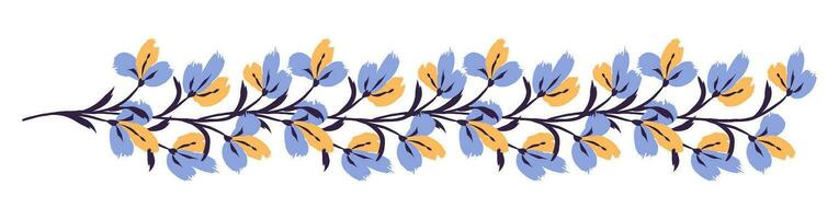 Floral border pattern. Background with bouquet flower branch brush strokes. Border frame made of flowers vector