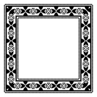 Border frame square pattern. Islamic, indian, greek motifs. Geometric frames in black color isolated on white background vector