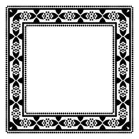 Border frame square pattern. Islamic, indian, greek motifs. Geometric frames in black color isolated on white background vector